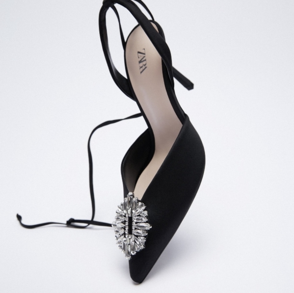 ZARA sparkly scrappy heeled shoes size 10 NEW